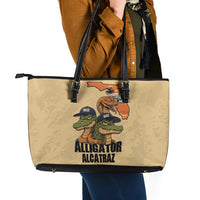 Alligator Alcatraz Prison Florida Everglades Leather Tote Bag - Wonder Print Shop