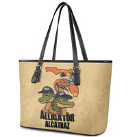Alligator Alcatraz Prison Florida Everglades Leather Tote Bag - Wonder Print Shop