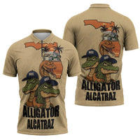 Alligator Alcatraz Prison Florida Everglades Zipper Polo Shirt - Wonder Print Shop