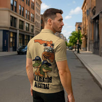 Alligator Alcatraz Prison Florida Everglades Zipper Polo Shirt - Wonder Print Shop