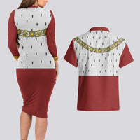 Victoria England Costume Couples Matching Long Sleeve Bodycon Dress and Hawaiian Shirt - Wonder Print Shop