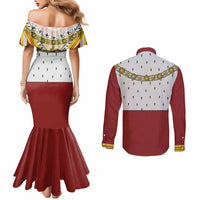 Victoria England Costume Couples Matching Mermaid Dress and Long Sleeve Button Shirt - Wonder Print Shop