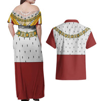 Victoria England Costume Couples Matching Off Shoulder Maxi Dress and Hawaiian Shirt - Wonder Print Shop