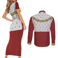 Victoria England Costume Couples Matching Short Sleeve Bodycon Dress and Long Sleeve Button Shirt - Wonder Print Shop