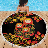 Russian Matryoshka Doll Beach Blanket Khokhloma Patterns - Wonder Print Shop