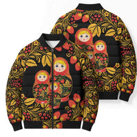 Russian Matryoshka Doll Bomber Puffer Jacket Khokhloma Patterns - Wonder Print Shop