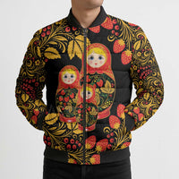 Russian Matryoshka Doll Bomber Puffer Jacket Khokhloma Patterns - Wonder Print Shop