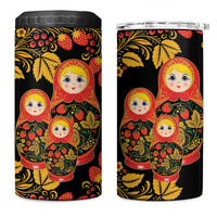 Russian Matryoshka Doll 4 in 1 Can Cooler Tumbler Khokhloma Patterns - Wonder Print Shop