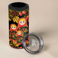 Russian Matryoshka Doll 4 in 1 Can Cooler Tumbler Khokhloma Patterns - Wonder Print Shop