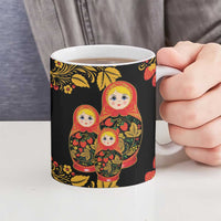 Russian Matryoshka Doll Ceramic Mug Khokhloma Patterns - Wonder Print Shop