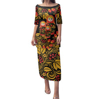 Russian Matryoshka Doll Family Matching Puletasi and Hawaiian Shirt Khokhloma Patterns - Wonder Print Shop