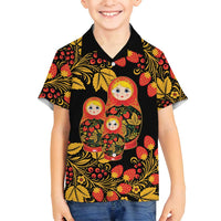 Russian Matryoshka Doll Family Matching Puletasi and Hawaiian Shirt Khokhloma Patterns - Wonder Print Shop
