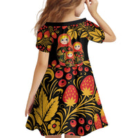 Russian Matryoshka Doll Kid Short Sleeve Dress Khokhloma Patterns - Wonder Print Shop