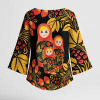 Russian Matryoshka Doll Kimono Sleeve Blouse Khokhloma Patterns - Wonder Print Shop