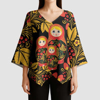 Russian Matryoshka Doll Kimono Sleeve Blouse Khokhloma Patterns - Wonder Print Shop