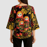 Russian Matryoshka Doll Kimono Sleeve Blouse Khokhloma Patterns - Wonder Print Shop