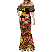 Russian Matryoshka Doll Mermaid Dress Khokhloma Patterns - Wonder Print Shop
