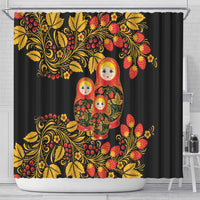 Russian Matryoshka Doll Shower Curtain Khokhloma Patterns - Wonder Print Shop