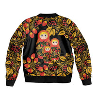 Russian Matryoshka Doll Sleeve Zip Bomber Jacket Khokhloma Patterns - Wonder Print Shop