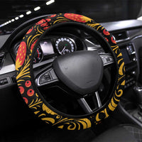 Russian Matryoshka Doll Steering Wheel Cover Khokhloma Patterns - Wonder Print Shop