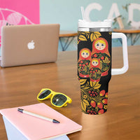 Russian Matryoshka Doll Tumbler With Handle Khokhloma Patterns - Wonder Print Shop