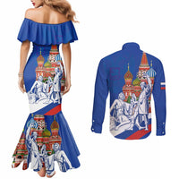 Russia National Unity Day Couples Matching Mermaid Dress and Long Sleeve Button Shirt Minin And Pozharsky Monument - Wonder Print Shop