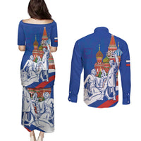 Russia National Unity Day Couples Matching Puletasi and Long Sleeve Button Shirt Minin And Pozharsky Monument - Wonder Print Shop