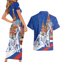 Russia National Unity Day Couples Matching Short Sleeve Bodycon Dress and Hawaiian Shirt Minin And Pozharsky Monument - Wonder Print Shop