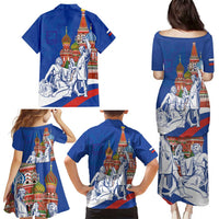 Russia National Unity Day Family Matching Puletasi and Hawaiian Shirt Minin And Pozharsky Monument - Wonder Print Shop