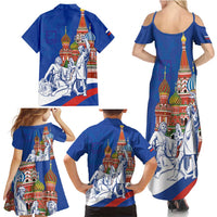 Russia National Unity Day Family Matching Summer Maxi Dress and Hawaiian Shirt Minin And Pozharsky Monument - Wonder Print Shop
