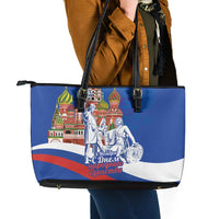 Russia National Unity Day Leather Tote Bag Minin And Pozharsky Monument - Wonder Print Shop