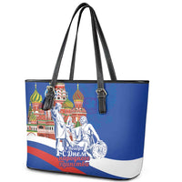 Russia National Unity Day Leather Tote Bag Minin And Pozharsky Monument - Wonder Print Shop