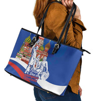 Russia National Unity Day Leather Tote Bag Minin And Pozharsky Monument - Wonder Print Shop