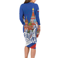 Russia National Unity Day Long Sleeve Bodycon Dress Minin And Pozharsky Monument - Wonder Print Shop