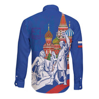 Russia National Unity Day Long Sleeve Button Shirt Minin And Pozharsky Monument - Wonder Print Shop