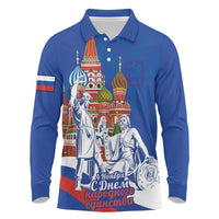 Russia National Unity Day Long Sleeve Polo Shirt Minin And Pozharsky Monument - Wonder Print Shop