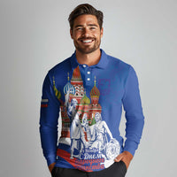 Russia National Unity Day Long Sleeve Polo Shirt Minin And Pozharsky Monument - Wonder Print Shop