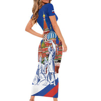 Russia National Unity Day Short Sleeve Bodycon Dress Minin And Pozharsky Monument - Wonder Print Shop