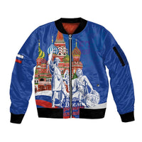 Russia National Unity Day Sleeve Zip Bomber Jacket Minin And Pozharsky Monument - Wonder Print Shop