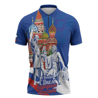 Russia National Unity Day Zipper Polo Shirt Minin And Pozharsky Monument - Wonder Print Shop