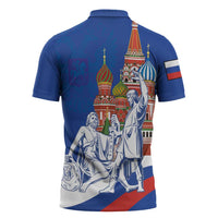Russia National Unity Day Zipper Polo Shirt Minin And Pozharsky Monument - Wonder Print Shop