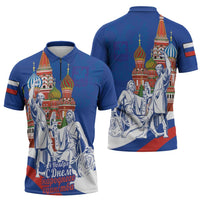 Russia National Unity Day Zipper Polo Shirt Minin And Pozharsky Monument - Wonder Print Shop