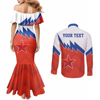 Personalized Russia Football Couples Matching Mermaid Dress and Long Sleeve Button Shirt The National Team Go Champion - Wonder Print Shop