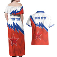 Personalized Russia Football Couples Matching Off Shoulder Maxi Dress and Hawaiian Shirt The National Team Go Champion - Wonder Print Shop