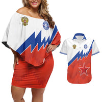 Personalized Russia Football Couples Matching Off Shoulder Short Dress and Hawaiian Shirt The National Team Go Champion - Wonder Print Shop
