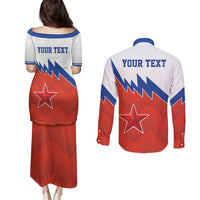 Personalized Russia Football Couples Matching Puletasi and Long Sleeve Button Shirt The National Team Go Champion - Wonder Print Shop