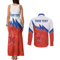 Personalized Russia Football Couples Matching Tank Maxi Dress and Long Sleeve Button Shirt The National Team Go Champion - Wonder Print Shop