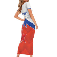 Personalized Russia Football Family Matching Short Sleeve Bodycon Dress and Hawaiian Shirt The National Team Go Champion - Wonder Print Shop