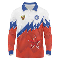 Personalized Russia Football Long Sleeve Polo Shirt The National Team Go Champion - Wonder Print Shop