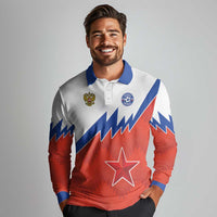 Personalized Russia Football Long Sleeve Polo Shirt The National Team Go Champion - Wonder Print Shop